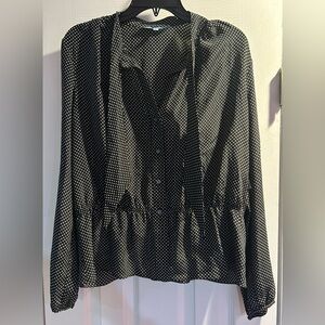 ANTONIO MELANI Black and Cream Polka Dot Top